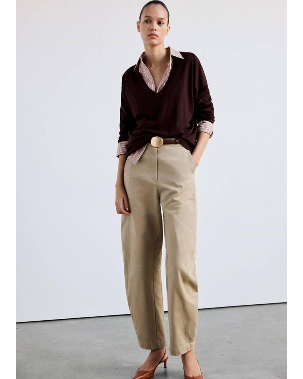 Mango Natural Balloon Cotton Trousers