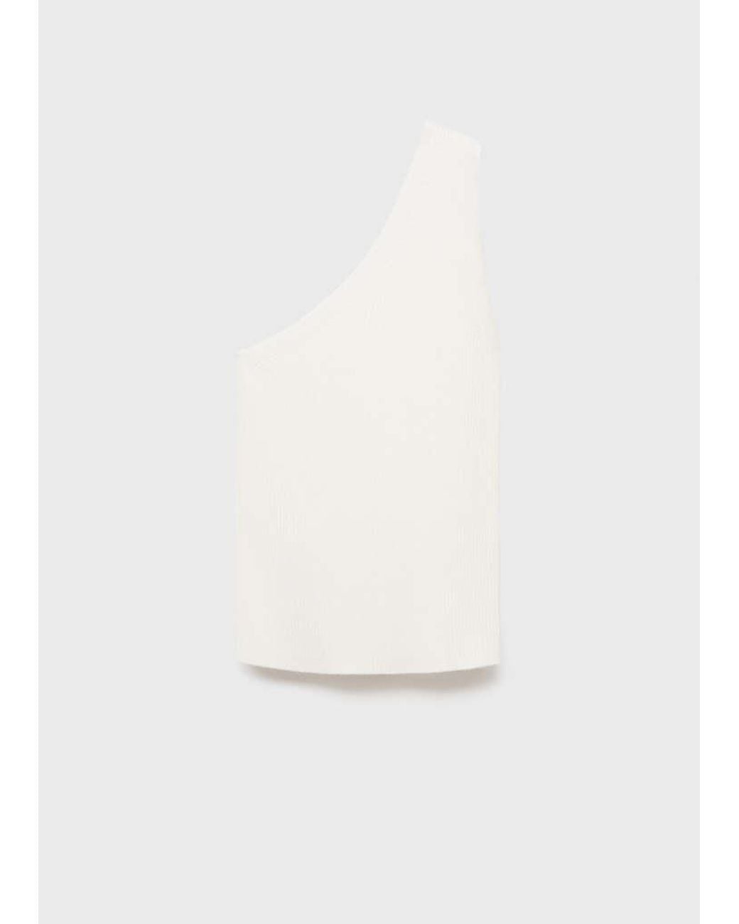 Mango White Knit Asymmetric Top