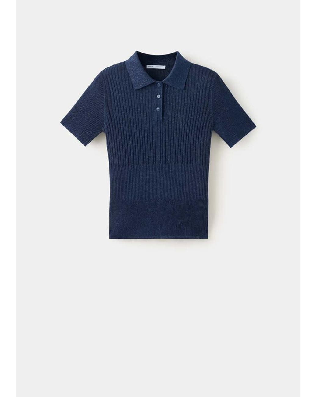 Mango Blue Glowy-Finish Polo-Neck Sweater