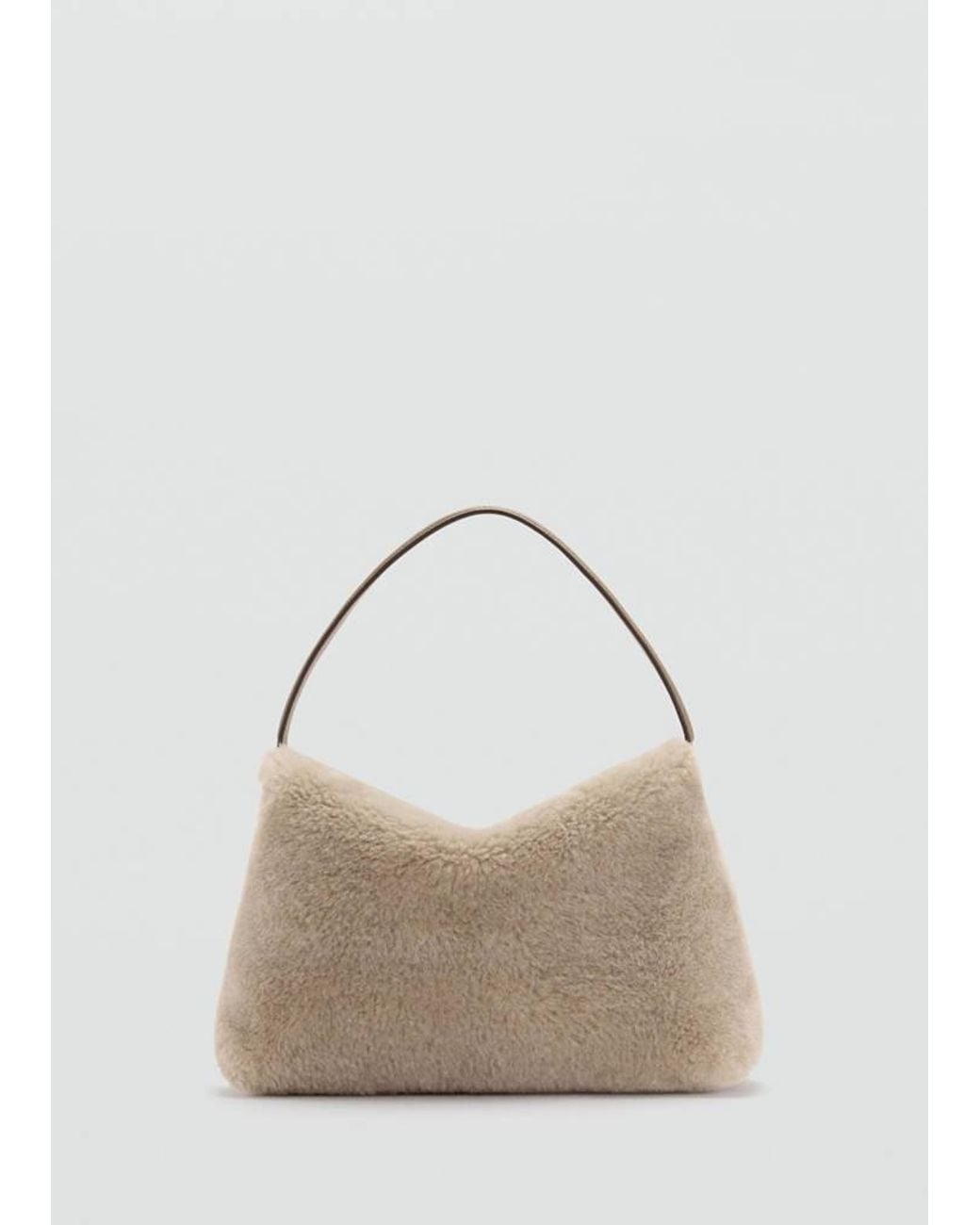 Mango Natural Shearling-Effect Bucket Bag