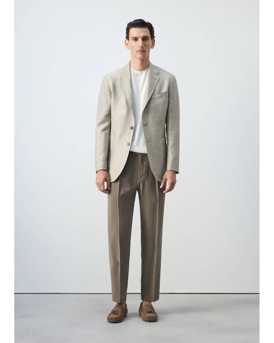 Mango Gray 100% Linen Slim Fit Jacket for men