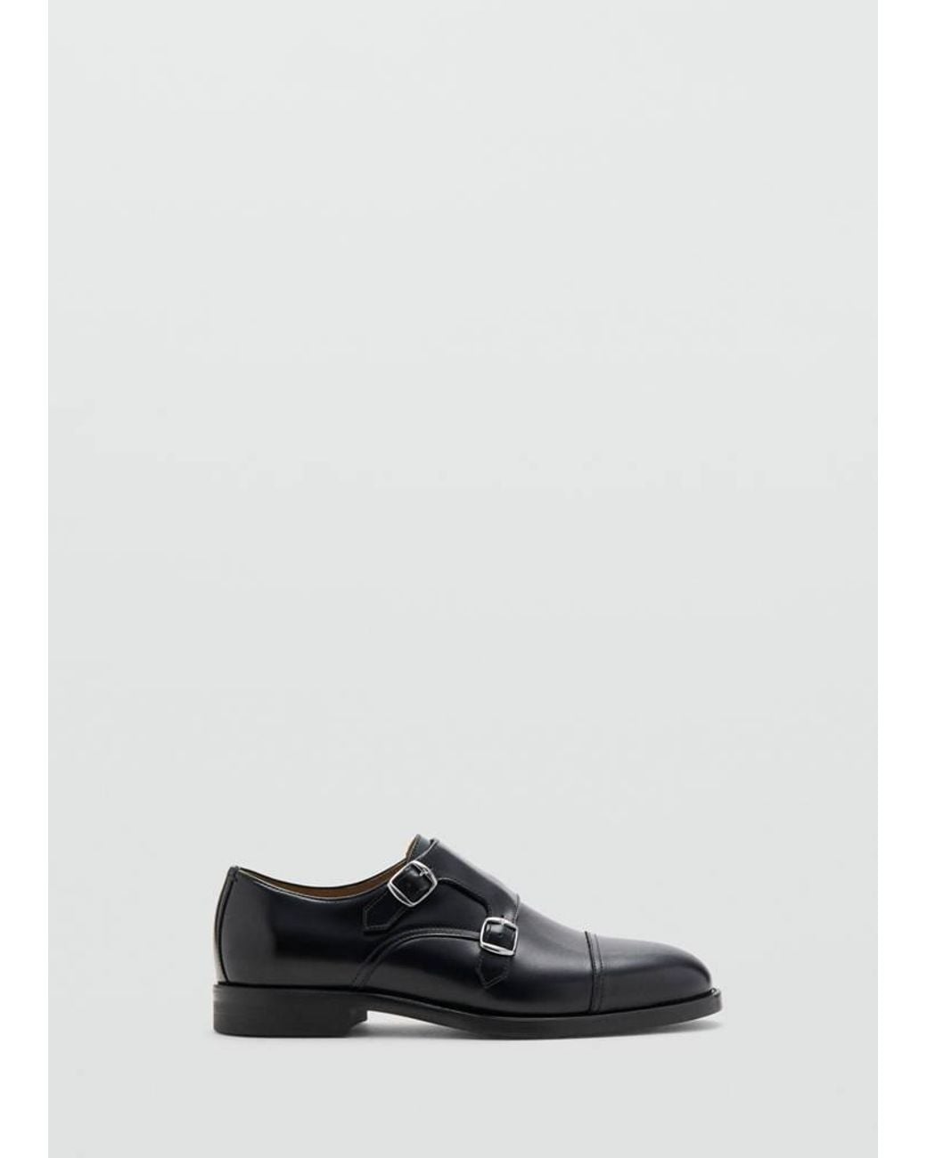 Mango Gray Double Buckle Leather Shoe for men