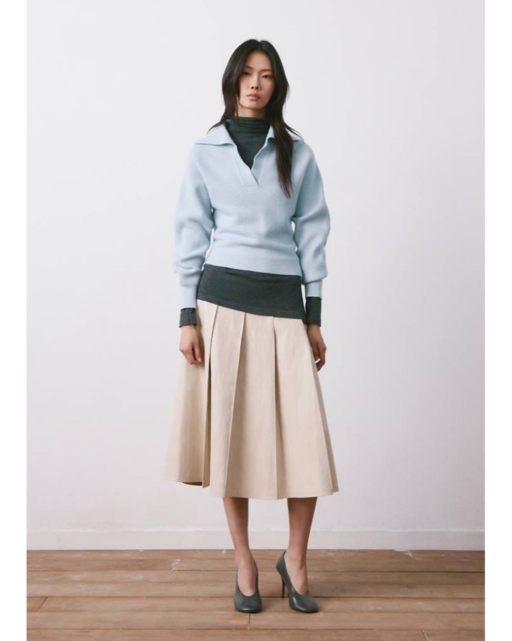 Mango Blue V-Neck Knit Sweater