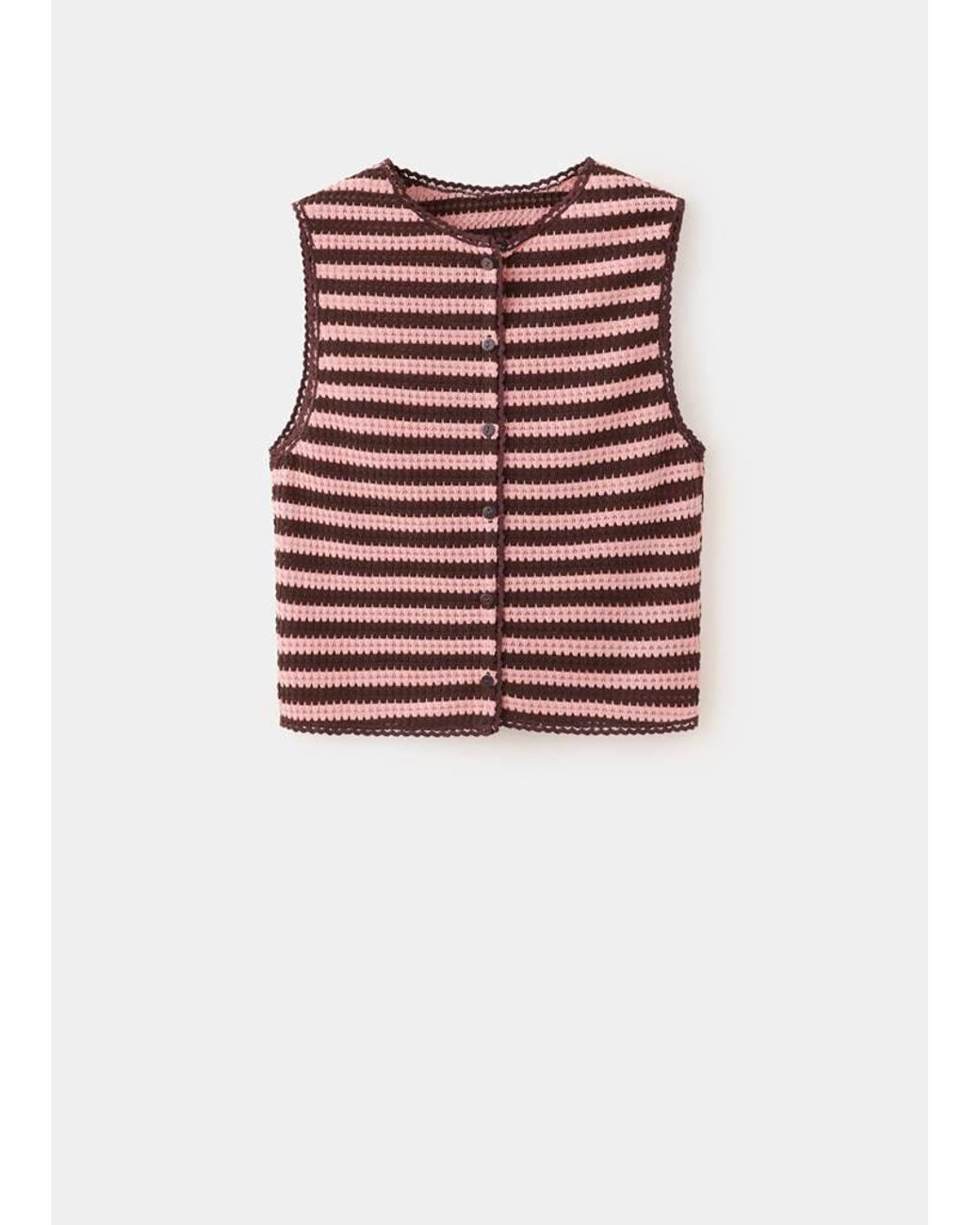 Mango Red Striped Knit Top