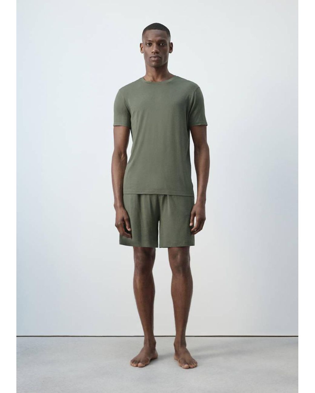Mango Green Elastic Waistband Pyjama Set for men