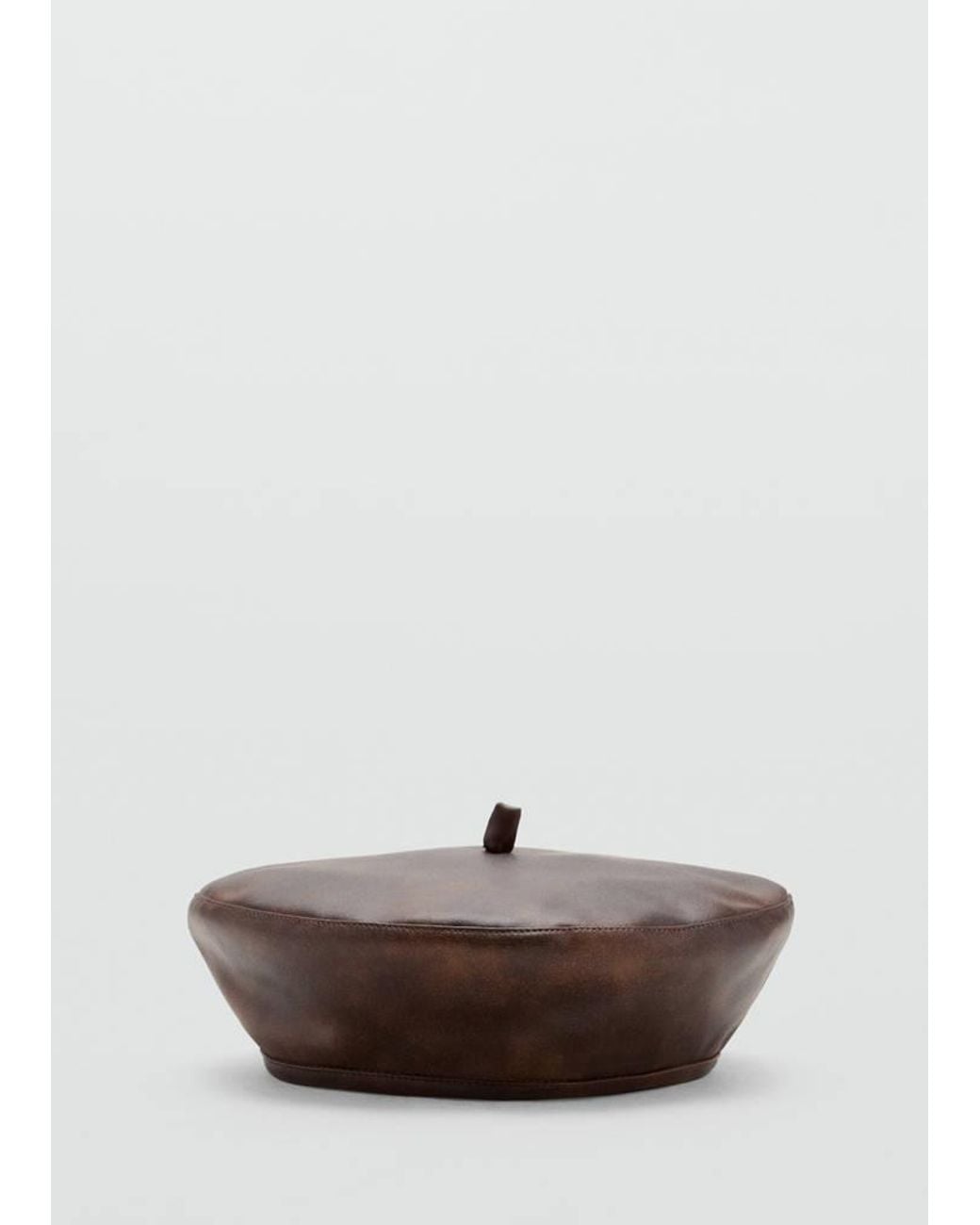 Mango Brown Faux Leather Beret