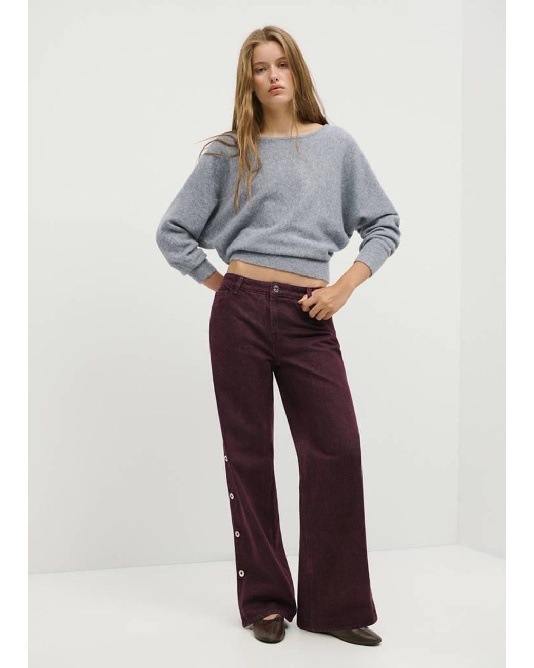 MANGO TEEN Red Buttons Straight Jeans