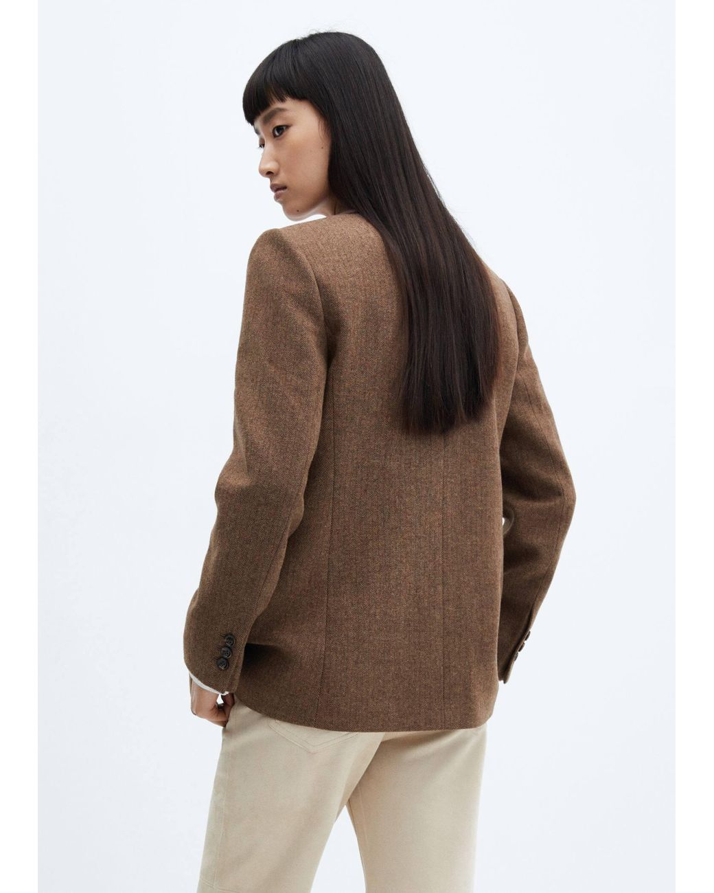 Mango herringbone wool blend blazer Clearance