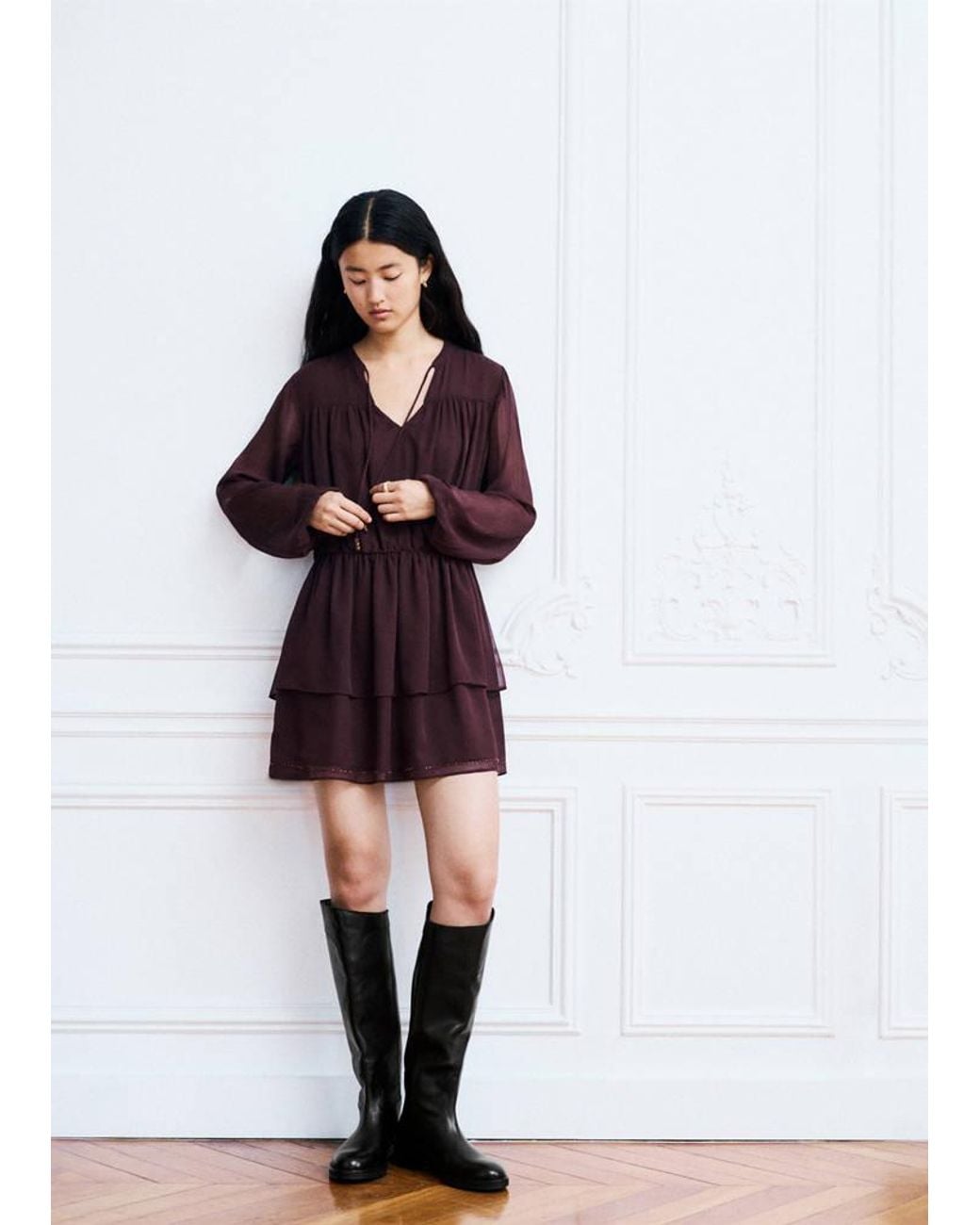 MANGO TEEN Red Dress With Bead Texture