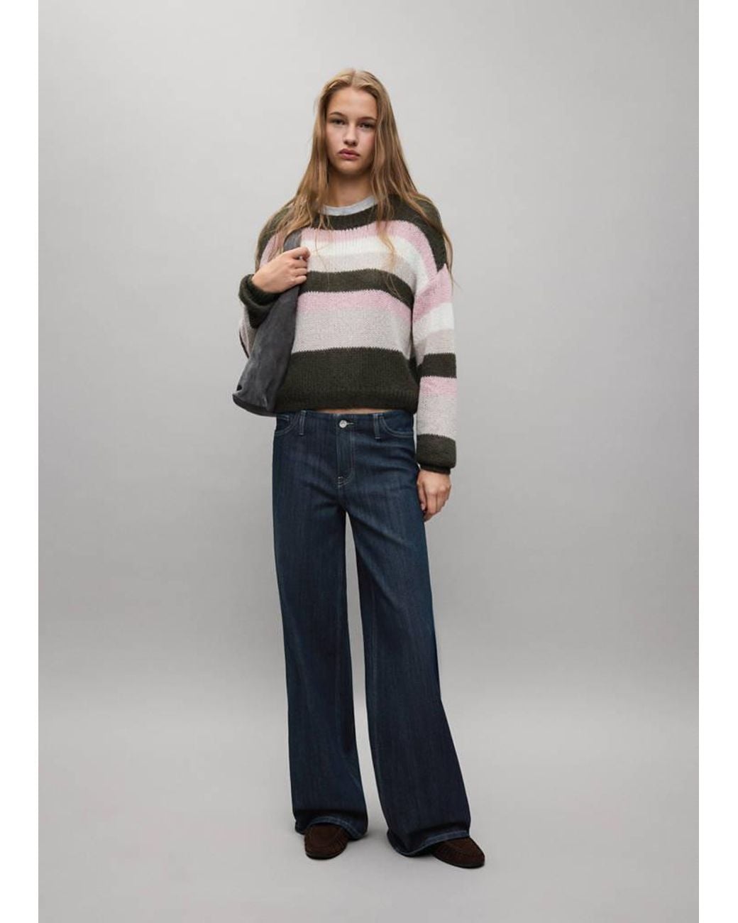 MANGO TEEN Blue Striped Sweater