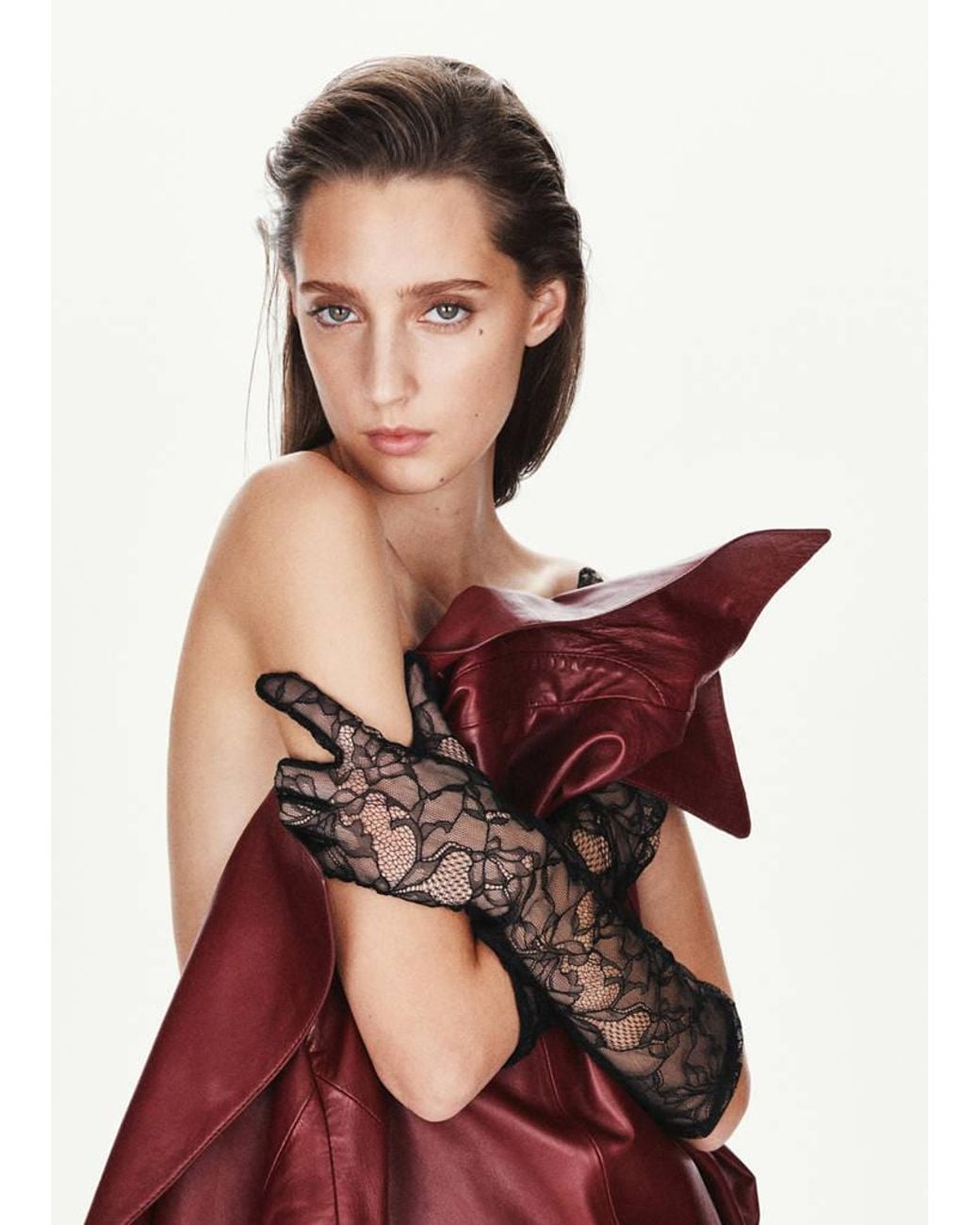 Mango Black Long Lace Gloves
