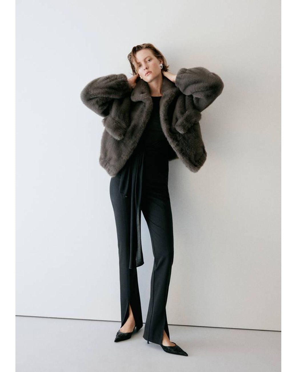 Mango Black Skinny Trousers With Slit