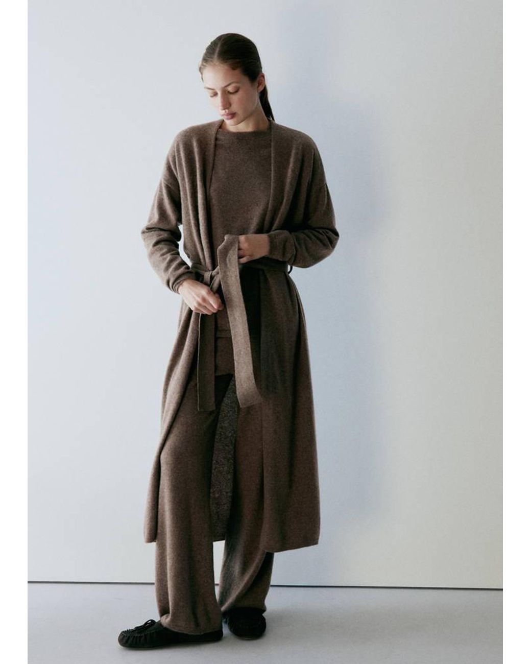 Mango Multicolor 100% Cashmere Long Cardigan With Design