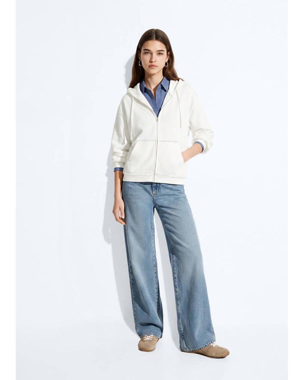 MANGO TEEN White Cotton Blend Hooded Jacket