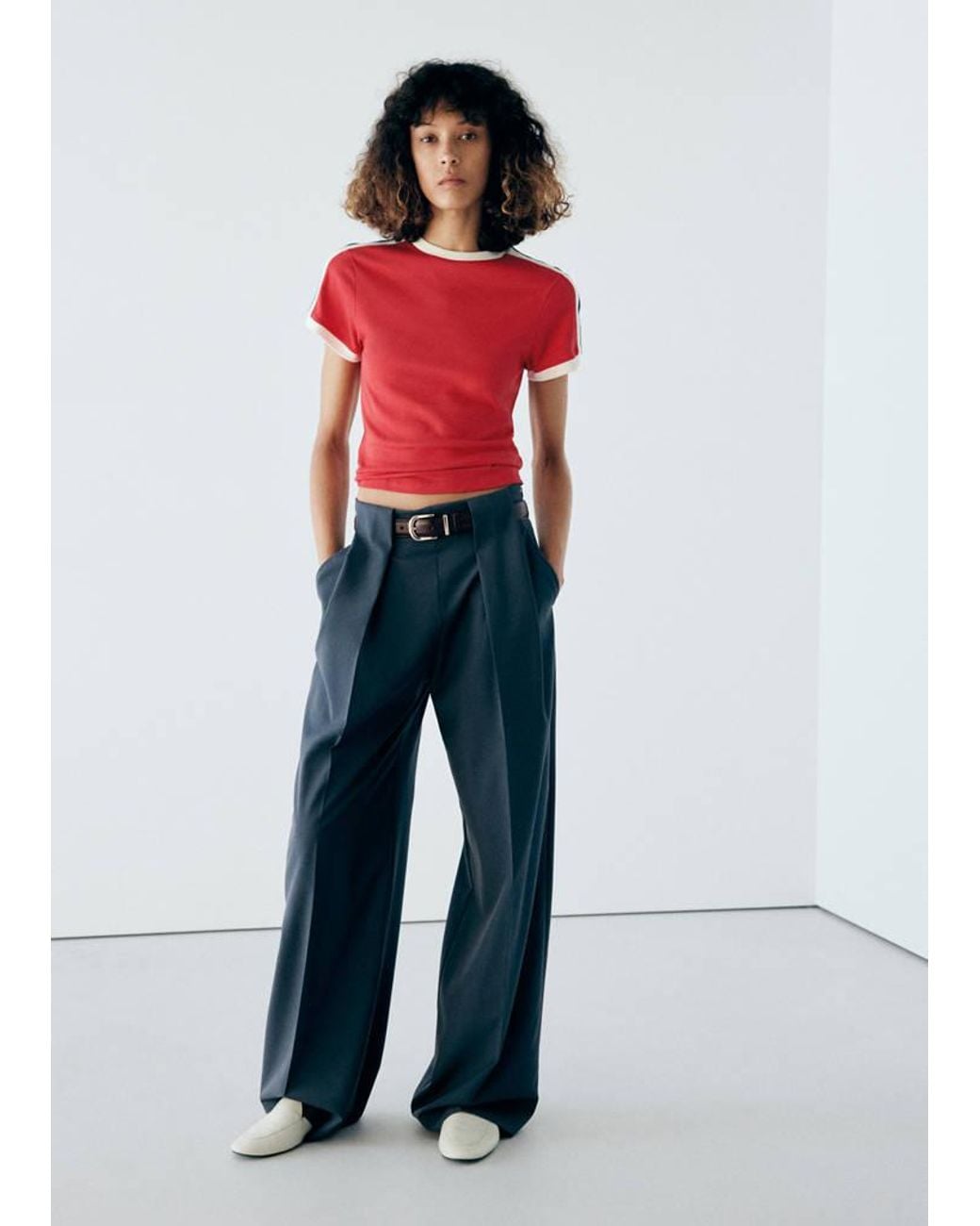 Mango Red Contrast Detail T-Shirt