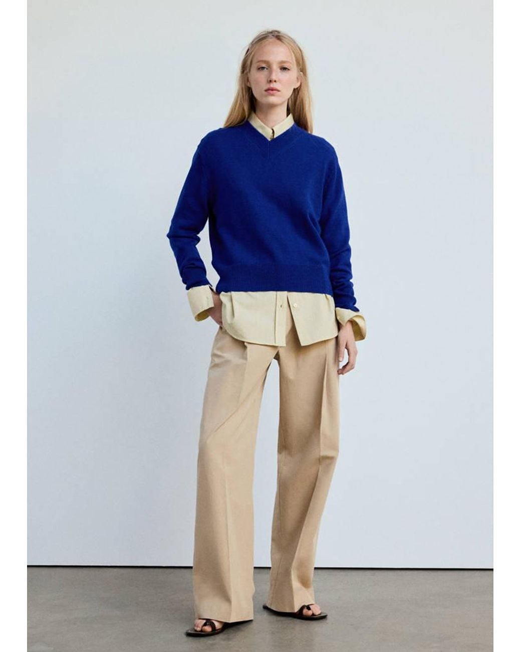 Mango Blue V-Neck Knit Sweater