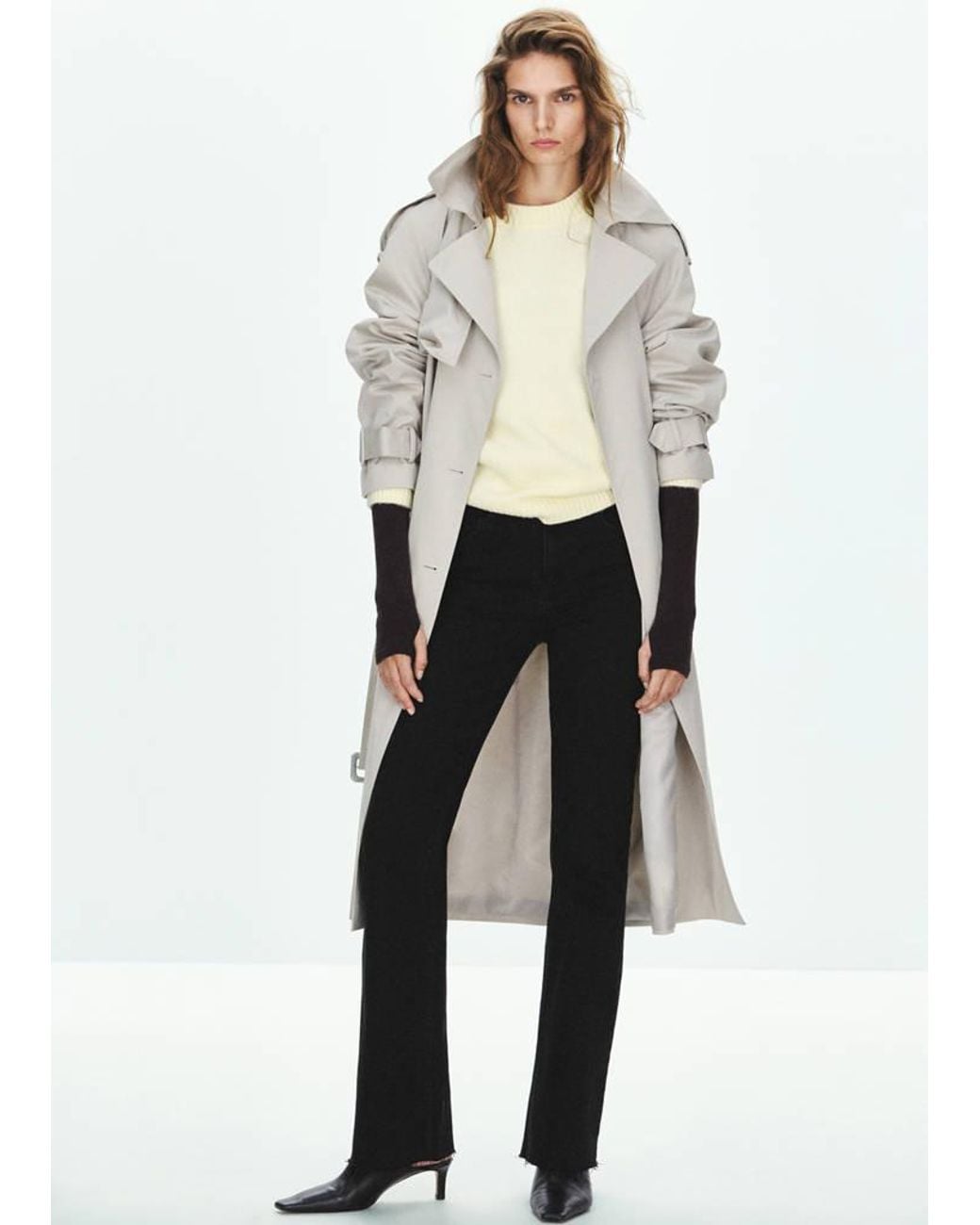 Mango White High Waist Flared Jeans