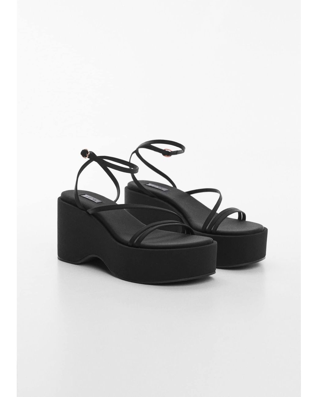 Mango Platform Strap Sandals in Black | Lyst UK