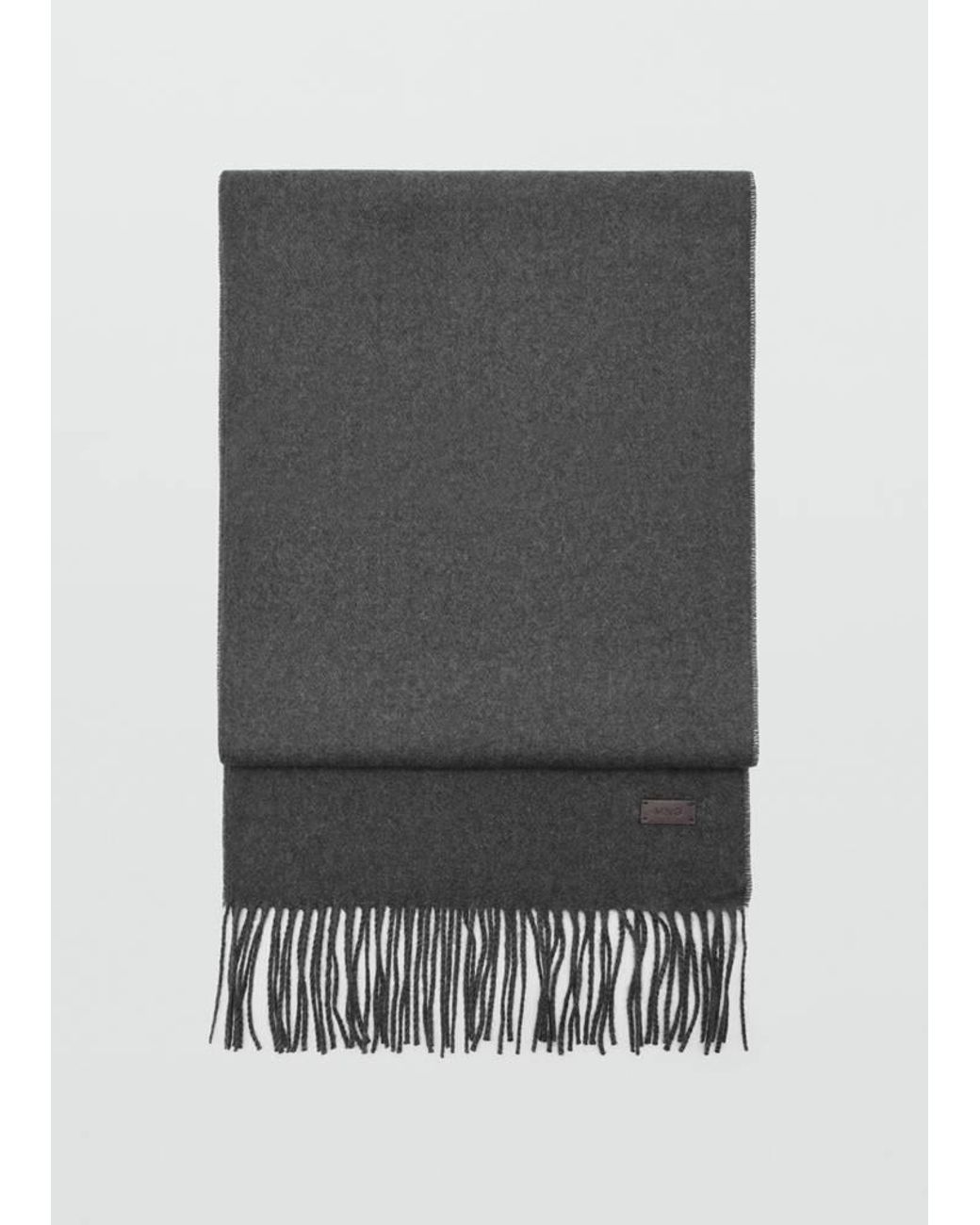 Mango Gray Plain Fringed Scarf for men