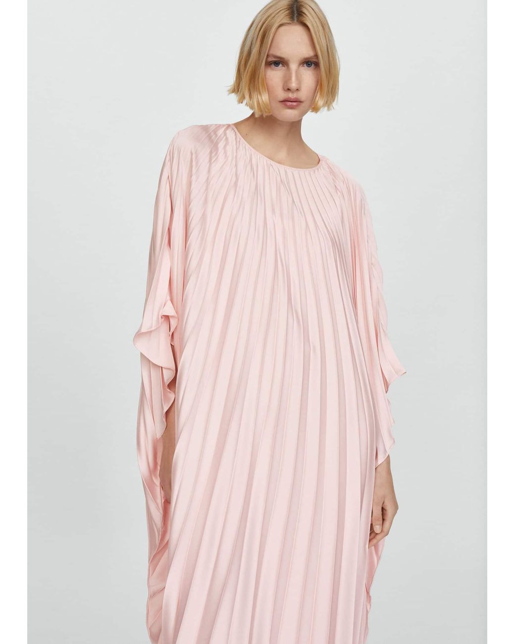 mango pink pleated maxi dress @Mango salmon pleated dress