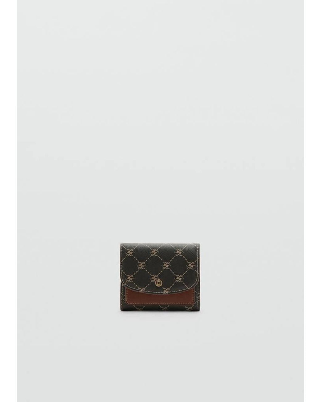 Mango Brown Medium Wallet With Logo Print Flap