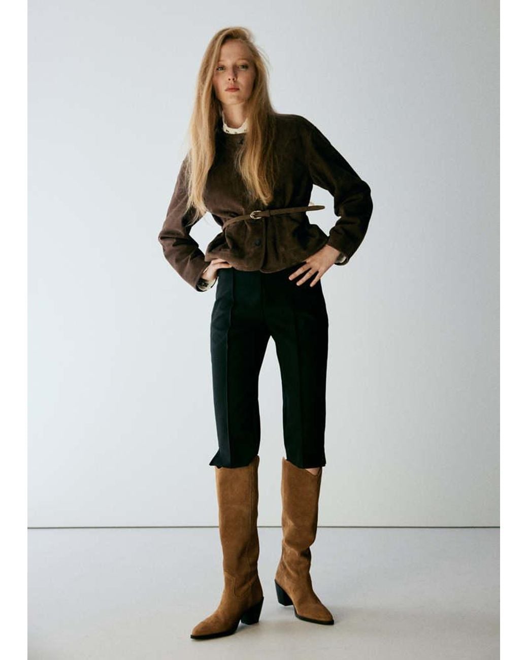 Mango Multicolor Suede Boot With Block Heel