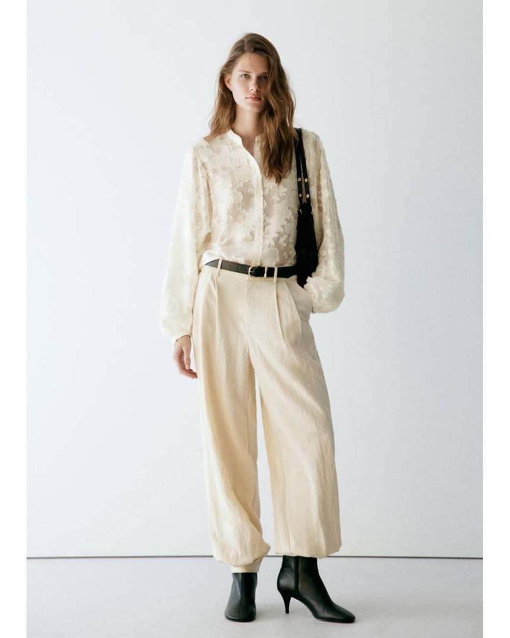 Mango Natural Lyocell Blouse With Embroidered Details