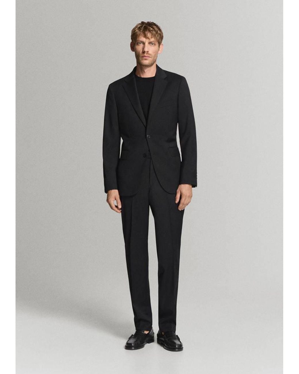 Mango Black Turin 100% Wool Suit Trousers for men