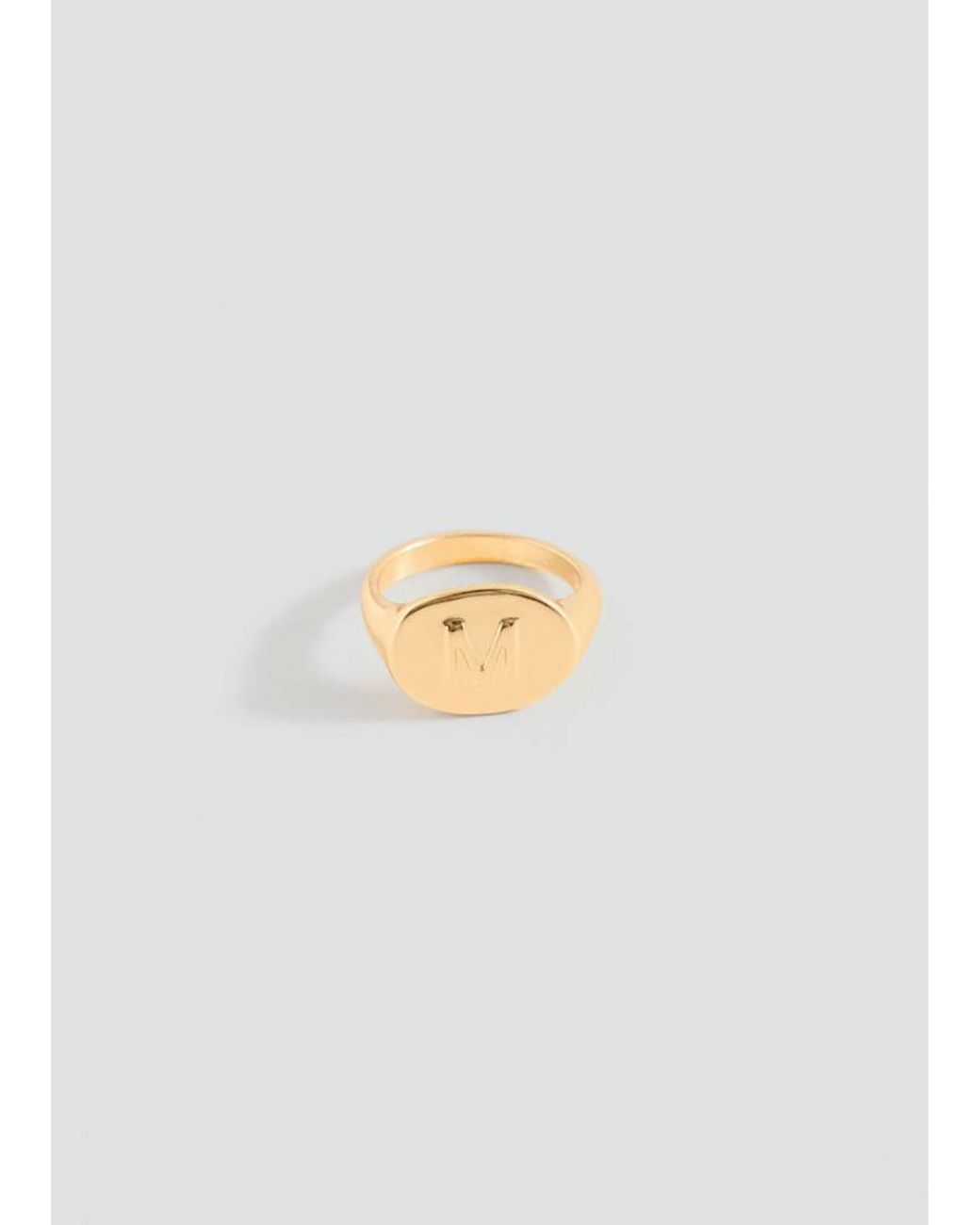MANGO TEEN White Signet Ring With An M Letter
