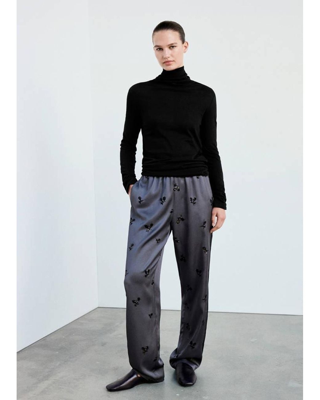 Mango Black High-Neck Pyjama Top