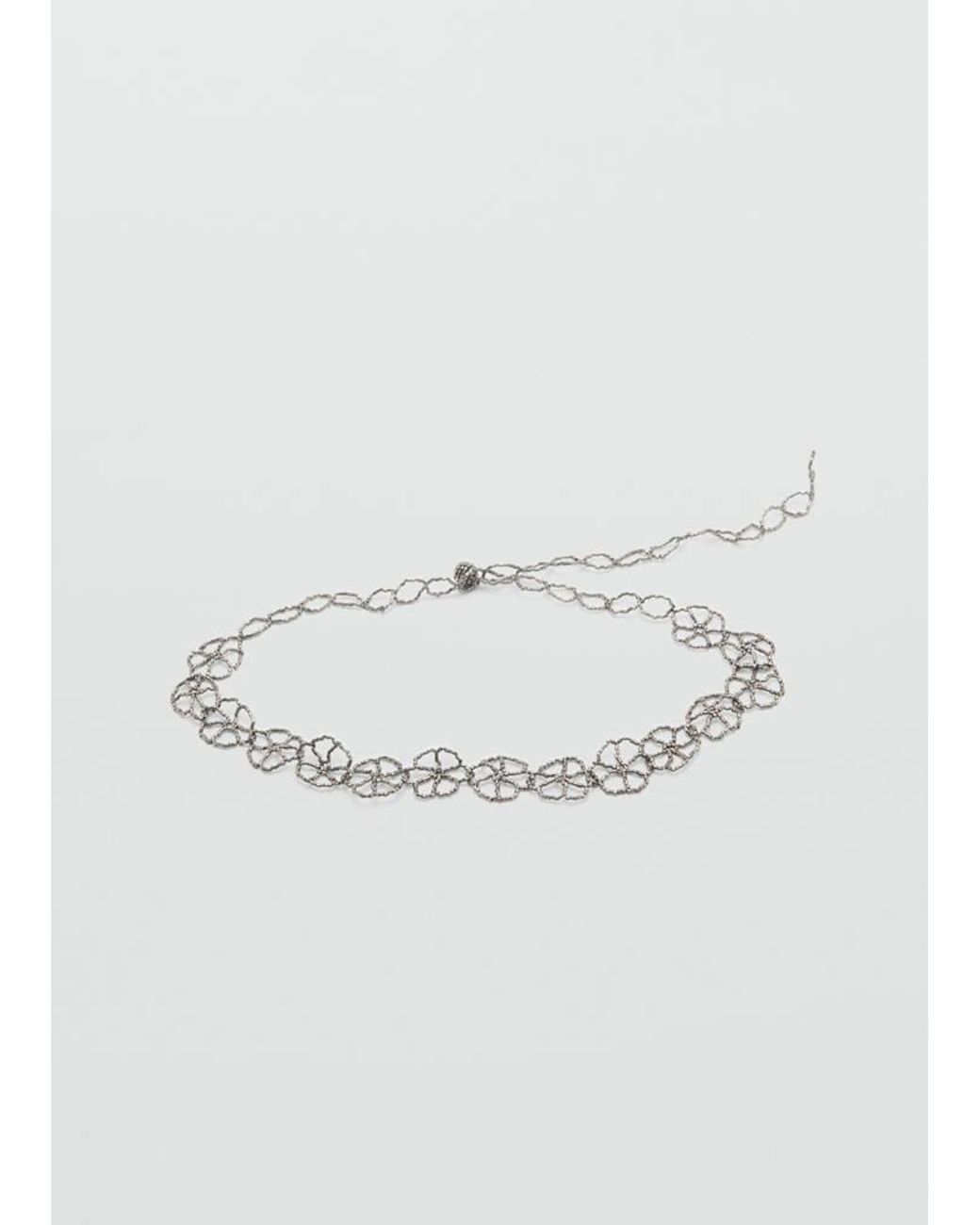 MANGO TEEN Metallic Floral Crystal Belt