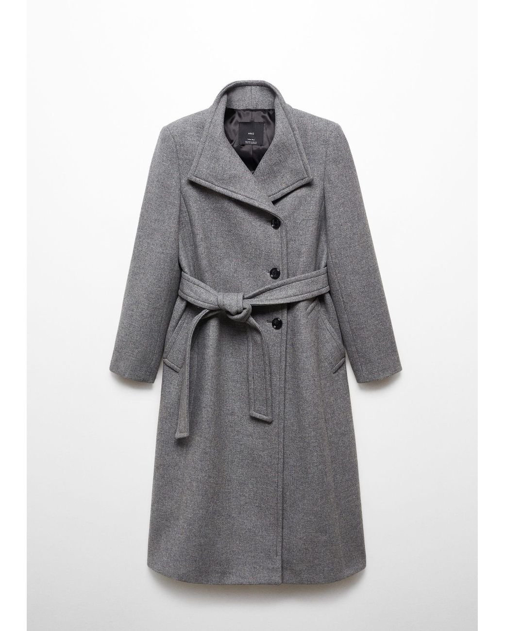 Grey wool coat with belt sales