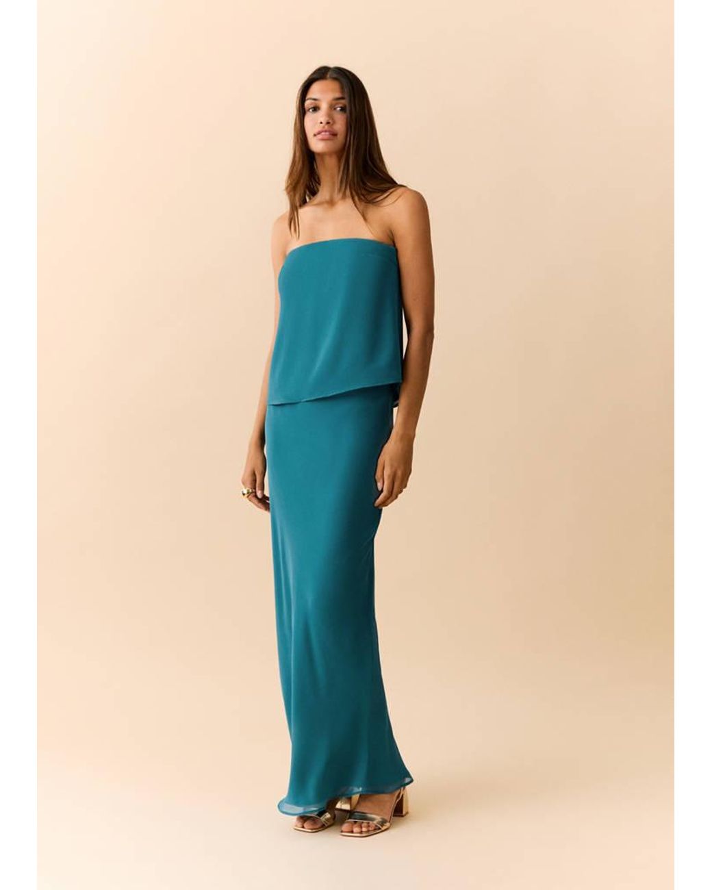 MANGO TEEN Blue Bandeau Top With Texture