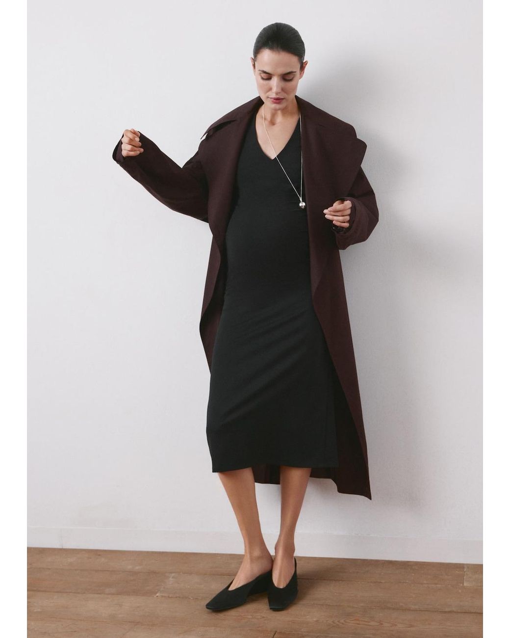 Mango Long Maternity Dress in Black | Lyst UK