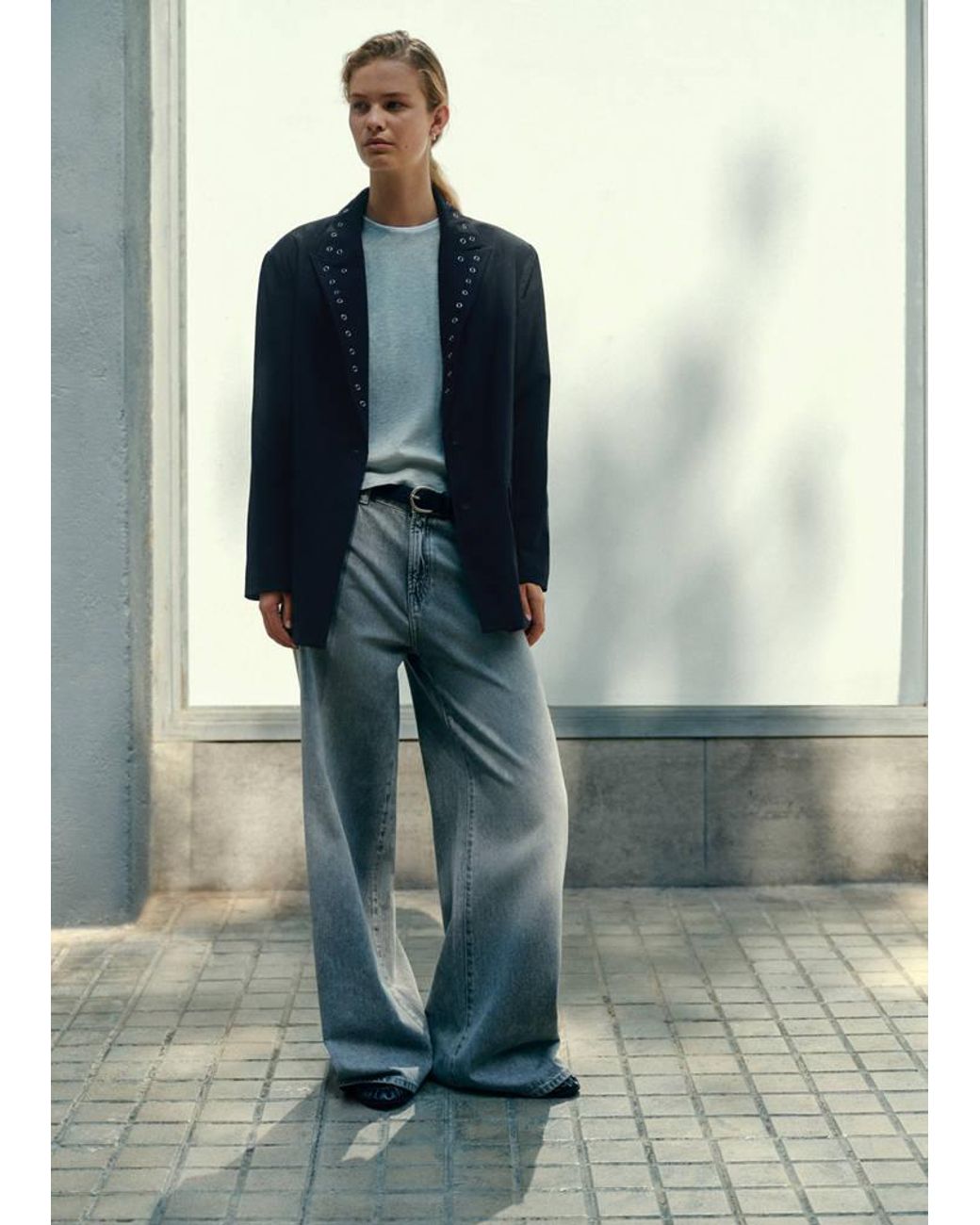 MANGO TEEN Blue Blazer With Eyelet Lapels