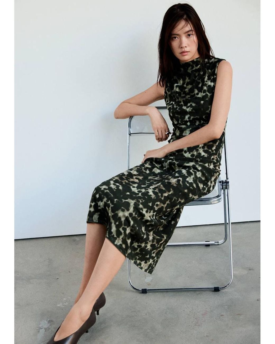 Mango Multicolor Printed Mesh Dress