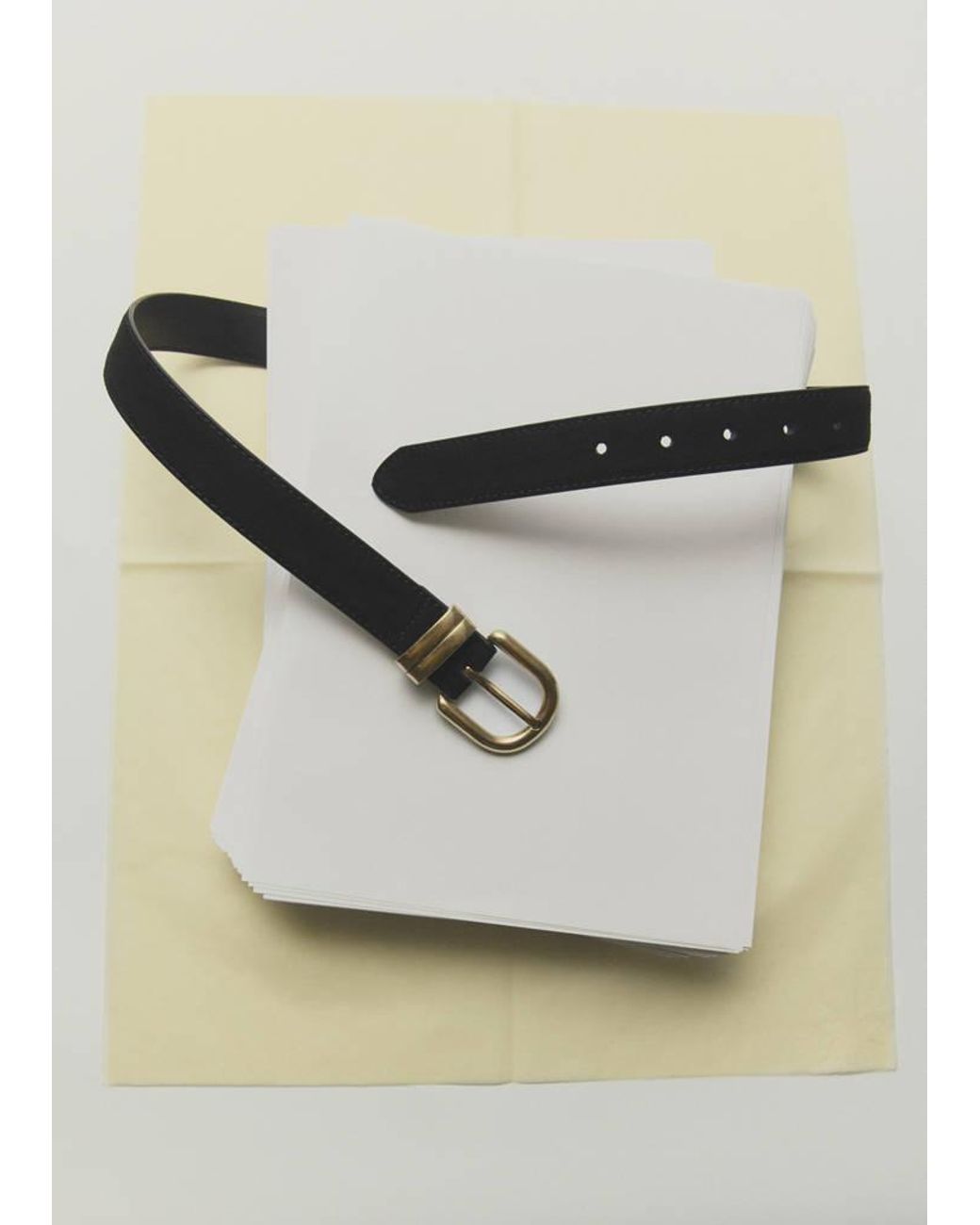 Mango Black Suede Leather Belt