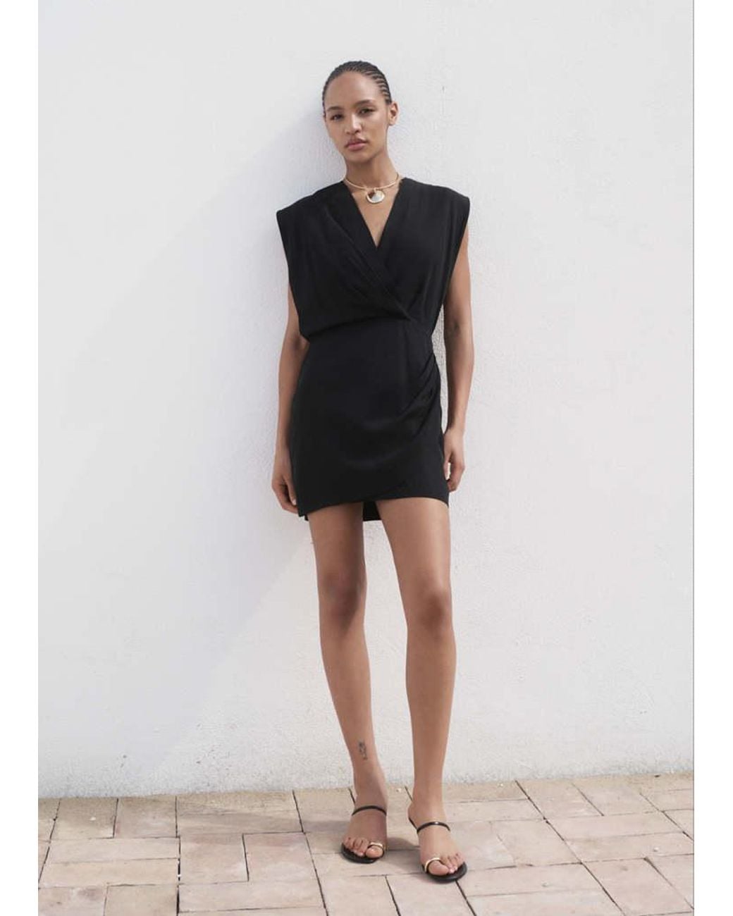 Mango Red Lyocell Wrap Dress