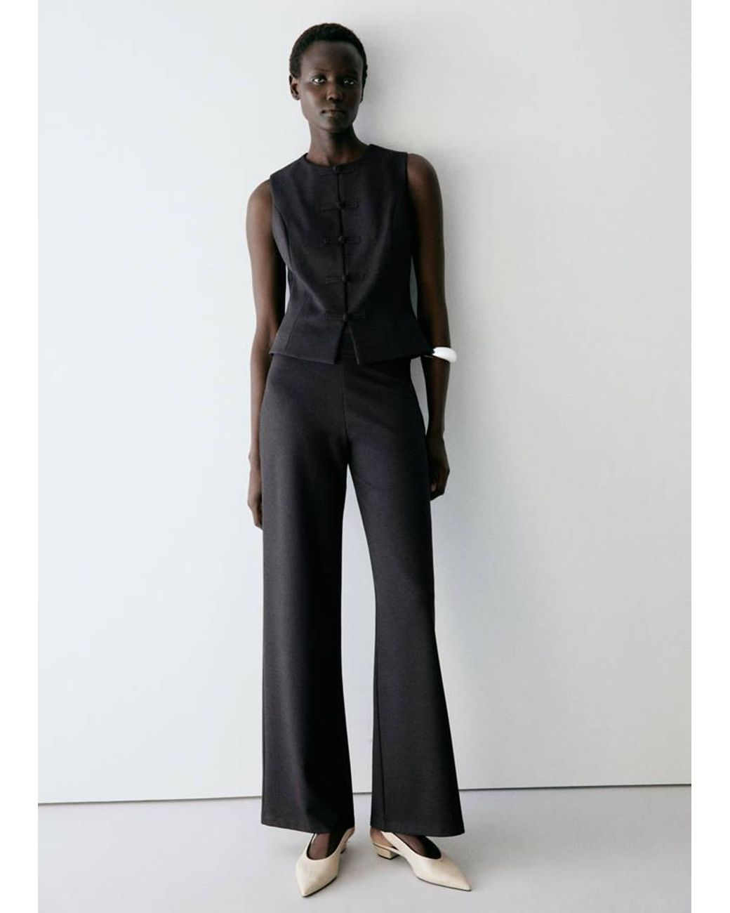 Mango Multicolor Straight-Leg Fine-Knit Trousers