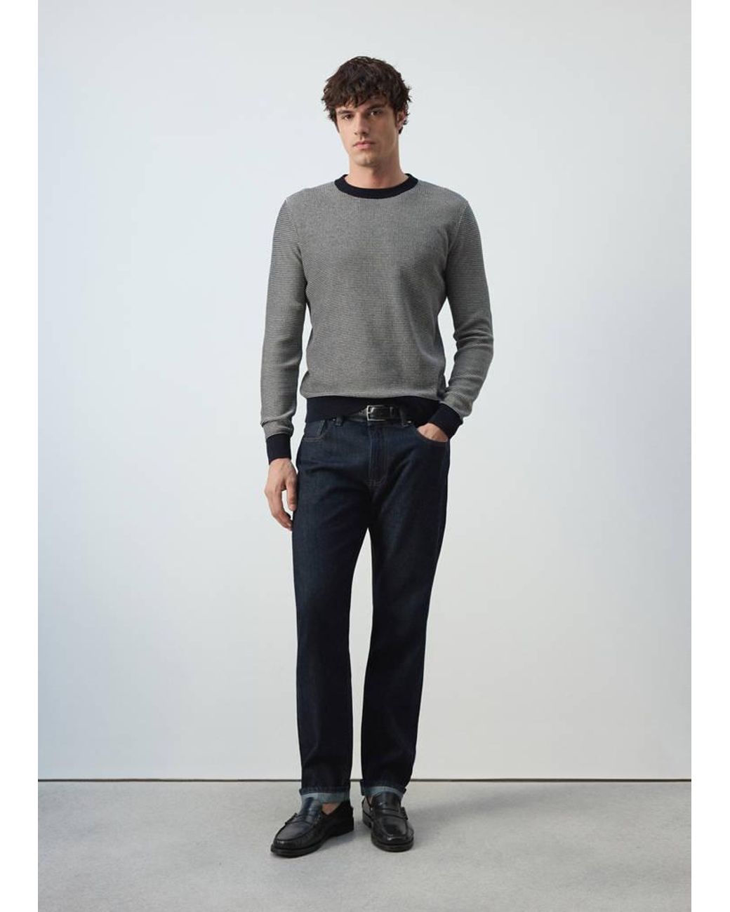 Mango Gray Fine-Knit Jersey, 100% Cotton, Textured Finish for men