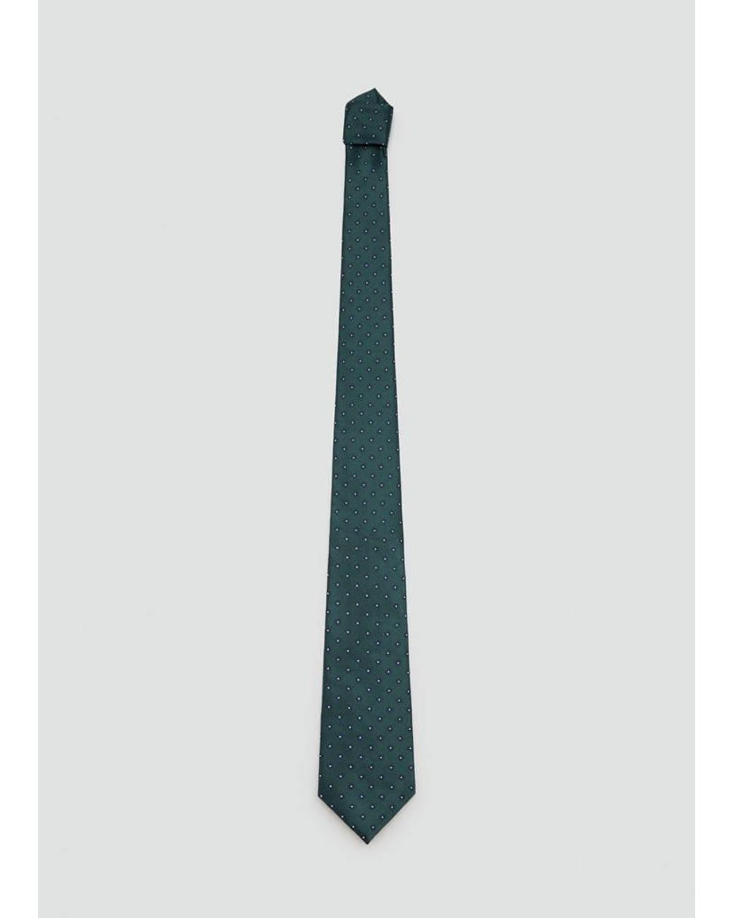MANGO TEEN Blue Polka Dot Tie With Embroidered Details for men