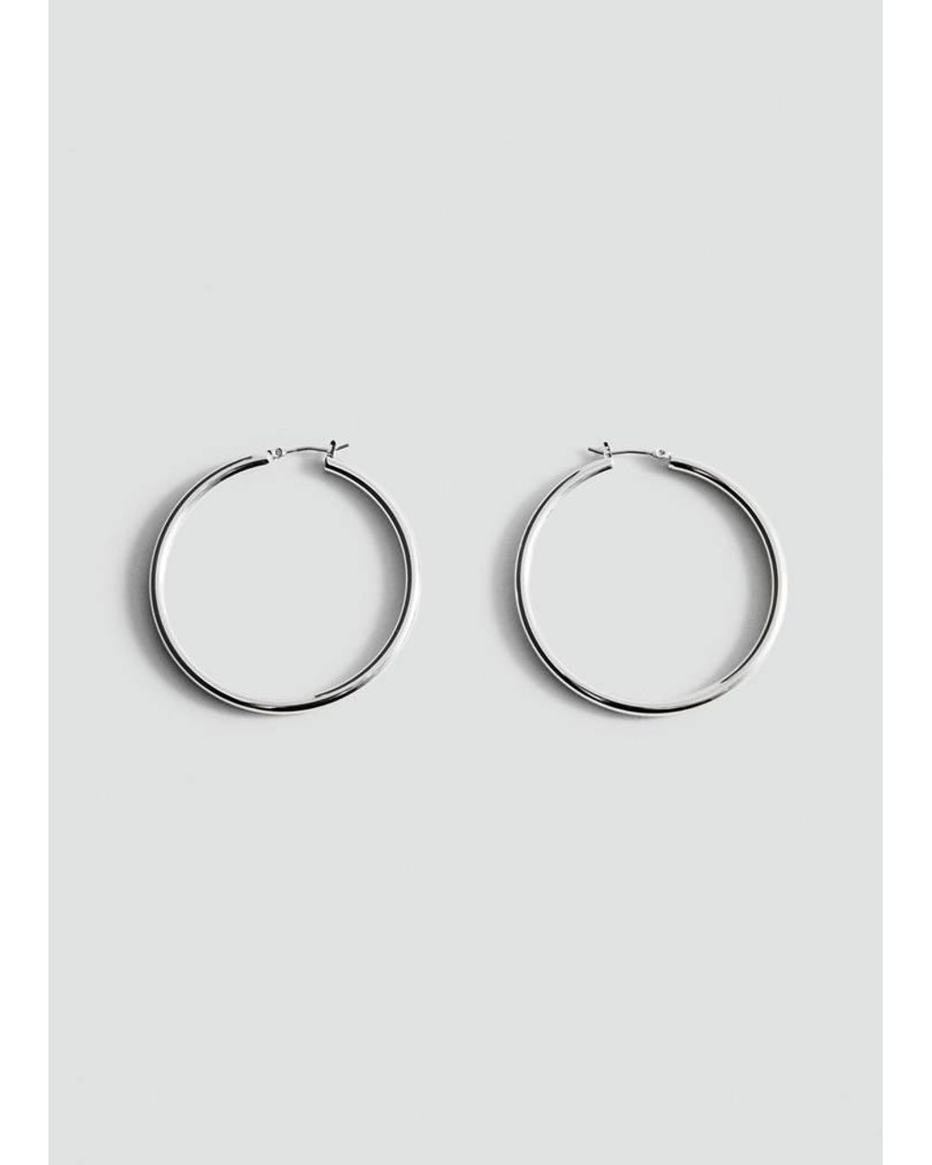 Mango Gray Metallic Hoop Earrings