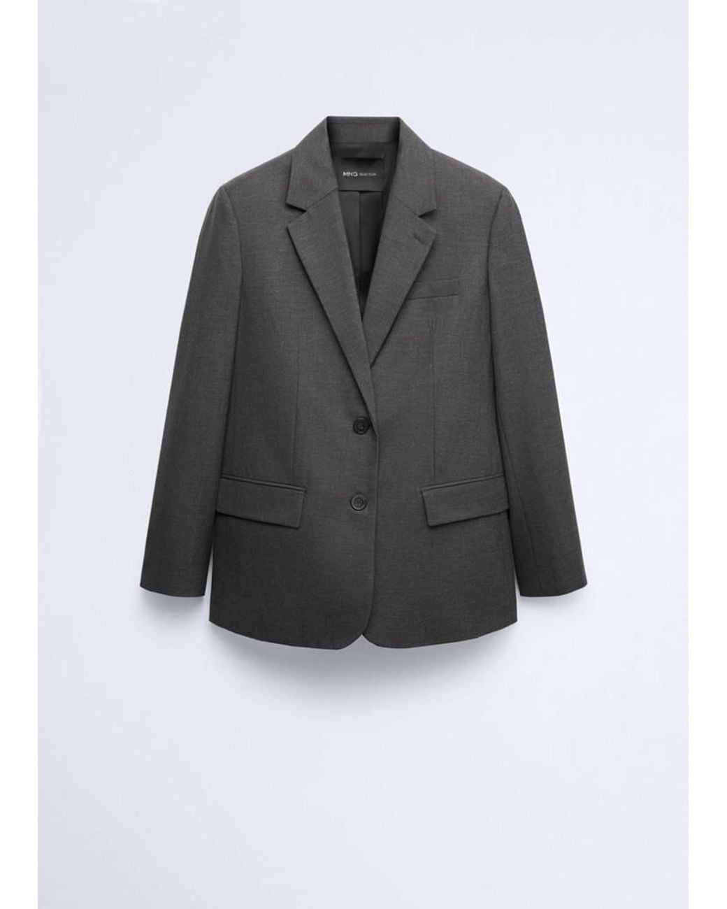 Mango Blue Wool Suit Blazer