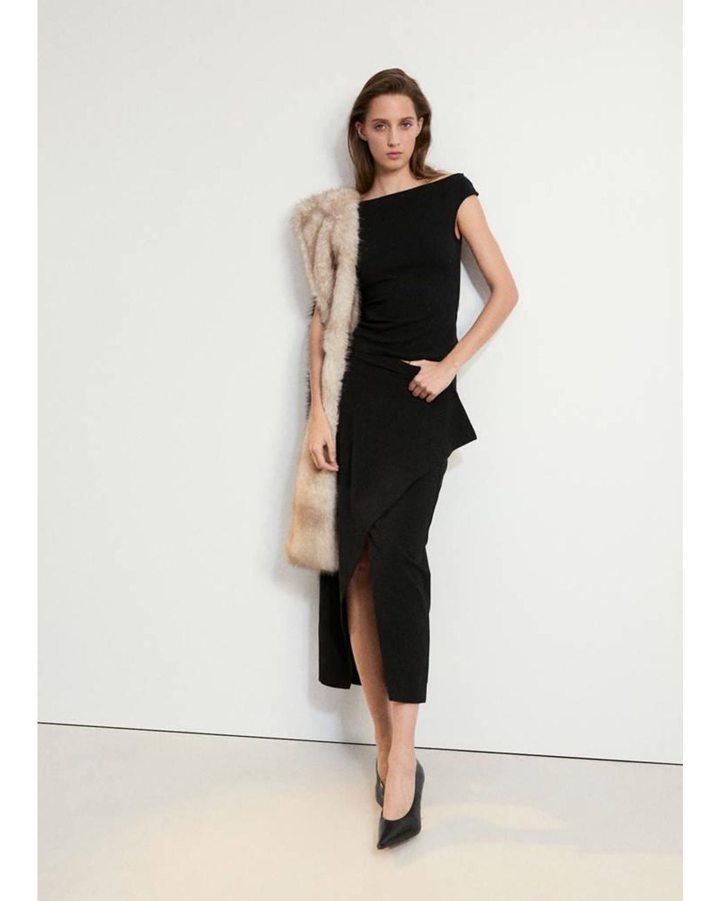 Mango Natural Asymmetrical Top With Rhinestones