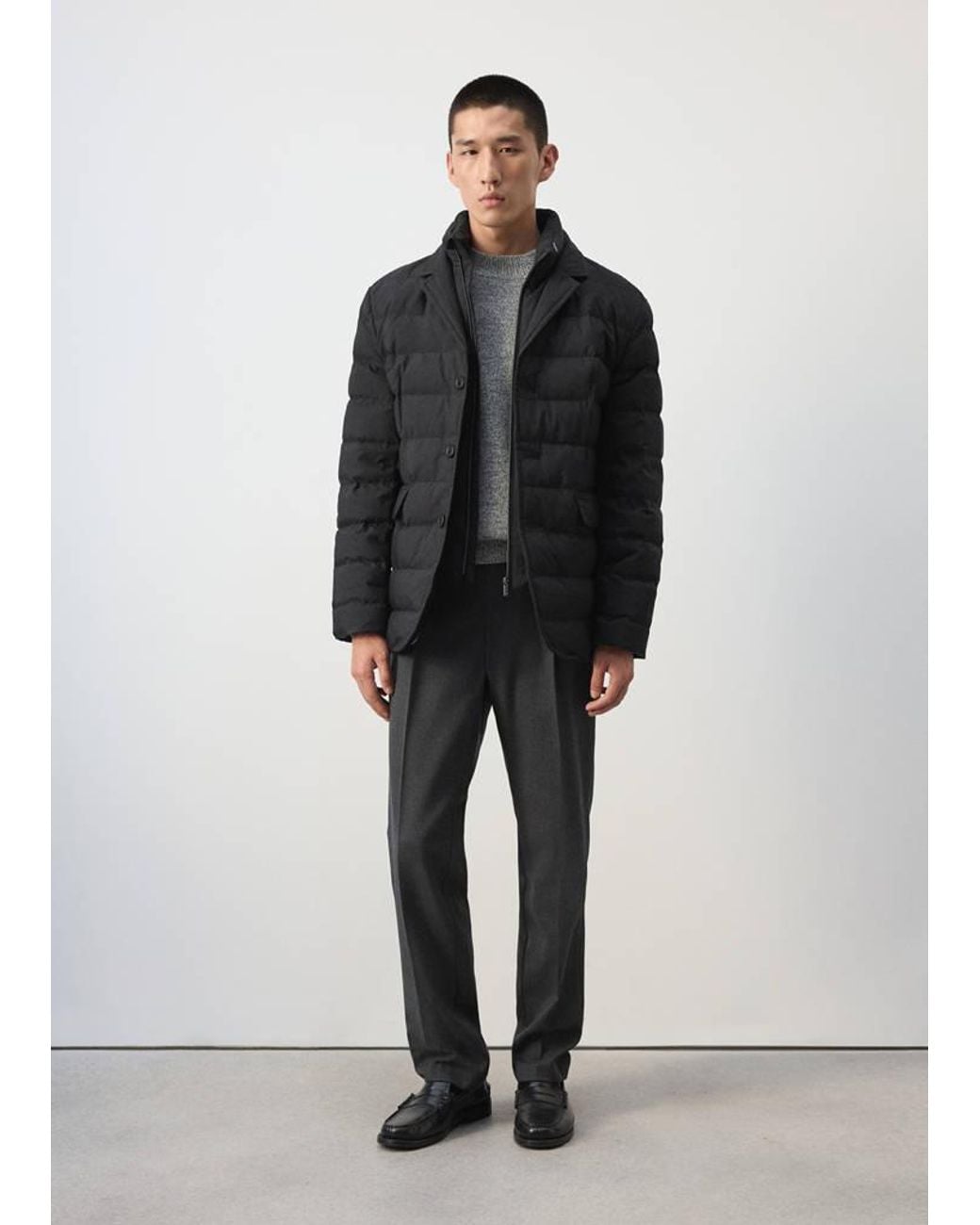 Mango Black Water-Repellent Padded Anorak for men