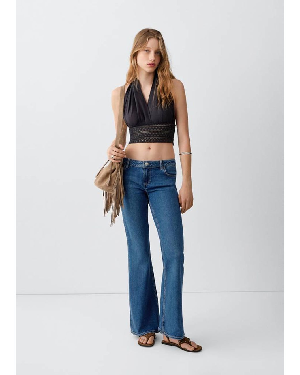 MANGO TEEN Blue Low Waist Flare Jeans