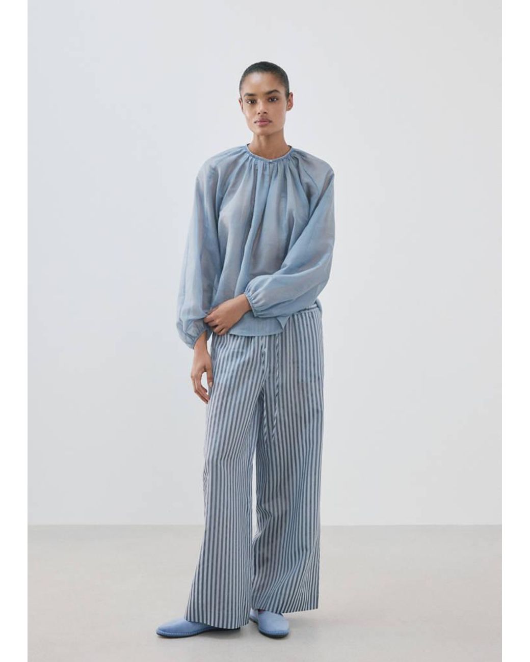Mango Blue Fluid Cotton Pyjama Shirt