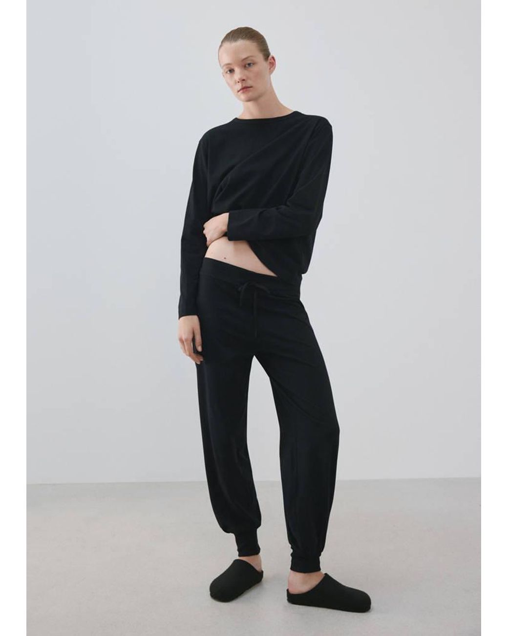 Mango Blue Two-Piece Plain Cotton Pyjamas