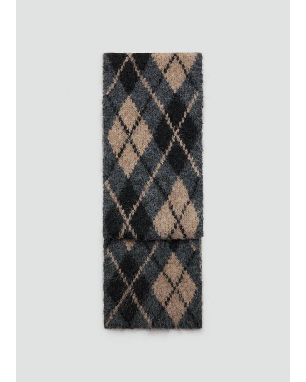 Mango Multicolor Diamond-Pattern Scarf With Brushed Finish