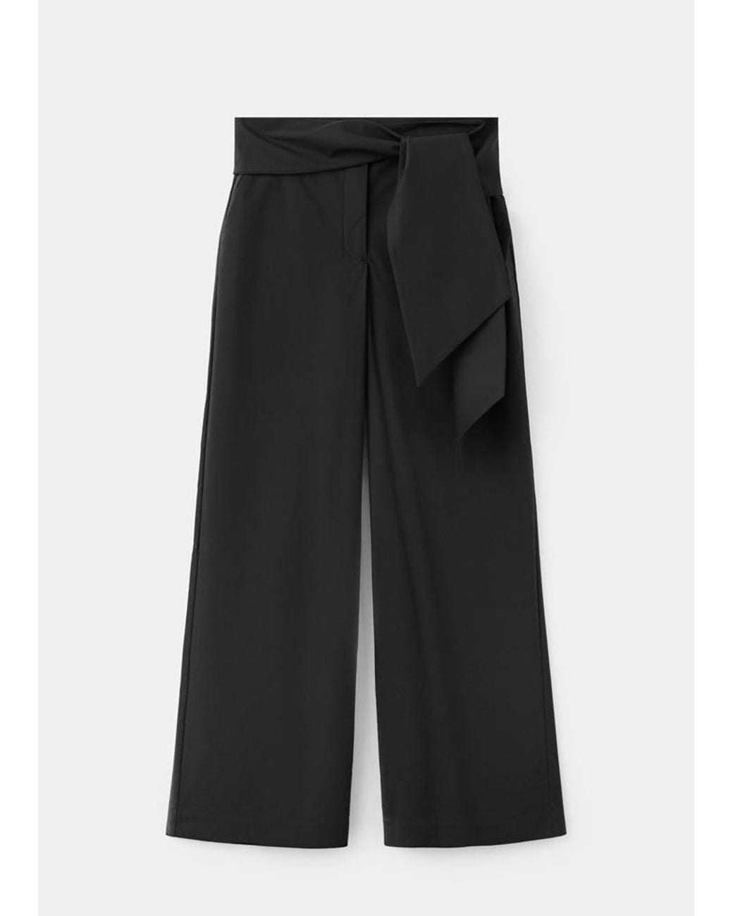 Mango Black Bow Straight Trousers